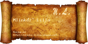 Mlinkó Lilla névjegykártya